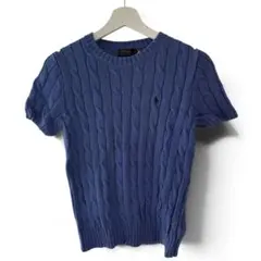 POLO RALPH LAUREN ケーブルニット 半袖 ブルー M