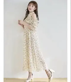 dazzlin 2WAYショルダーフラワーラッフルワンピース