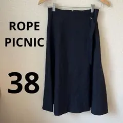 ROPE PICNIC ロペピクニック　スカート　膝下　ネイビー　フレア　38