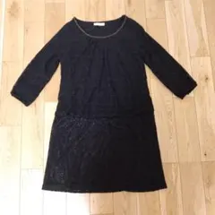 PROPORTION BODY DRESSING 黒レースミニワンピース