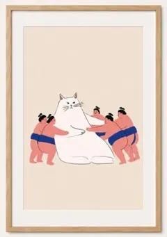 ＜力士に起こしてもらう猫＞ 現代アート
