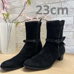 ✨美品✨REGAL リーガル ショートブーツ スエード リボン 黒 23cm