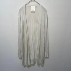 エイチケーワークスロンドン　アイボリー リブ　ロングカーディガン　LL