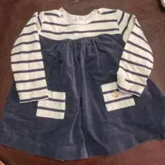 プチバトー　ストライプ 長袖ワンピース 12m/74cm