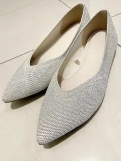 GU ウォッシャブルニットフラットシューズ　23.5 シルバー