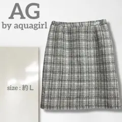 k【エージーバイアクアガール】台形スカート/美品 美脚効果 ツイード 可愛い
