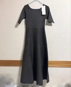 神戸レタス　フィット&フレアニットワンピース　グレー/M2