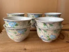 前畑陶器 庫山窯 花銀彩 湯呑 10客 湯呑み揃 青い朝顔の柄 10個セット