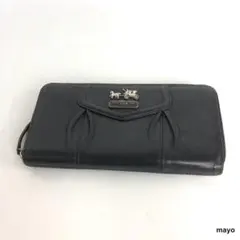 COACH コーチ ラウンドファスナー レザー 長財布 ウォレット ブラック レ
