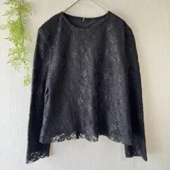 ブラック レースブラウス 長袖 レディース フォーマル きれいめ
