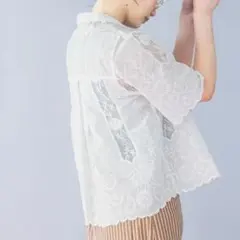 【1度着用】niko and ... クラフト刺繍開襟シャツ　レースのサムネイル