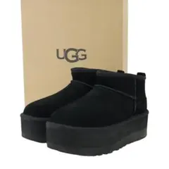 美品 UGG アグ ムートンブーツ クラシック ウルトラミニ ブラック 23cm