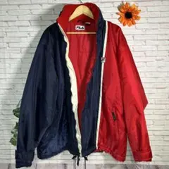 【90sヴィンテージ】FILA 中綿ナイロンジャケット L 切替デザイン刺繍ロゴ