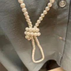 パールネックレス 結び目デザイン(イミテーション)