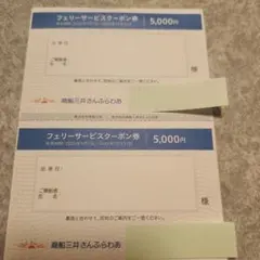 商船三井さんふらわあ フェリーサービスクーポン券 5000円分×2枚のサムネイル