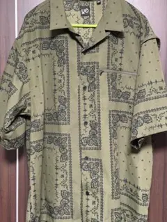 GU ジーユー UNDERCOVER 半袖シャツ オリーブ バンダナ柄 XL