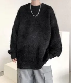 【FVLMEN】シャギー クルー ニット プルオーバー