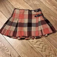 ☆Bonpoint☆ボンポワン　赤茶系チェック 巻きスカート 6ans