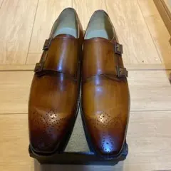 ブラウン ダブルモンクストラップシューズ