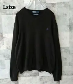 POLO BY RALPH LAUREN Lsize 刺繍ロゴ ニット ブラック