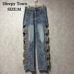 ドリーピータウン バタフライ カット アウト デニム ダメージ ジーンズ パンツ