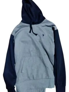 グレー ネイビー フード付きパーカー