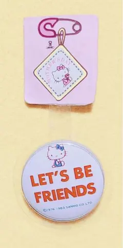 1983年製ハローキティ記念缶バッジHELLOKITTY当時物シール昭和レトロ