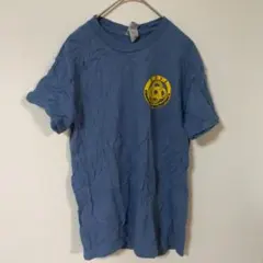 GILDAN 100%コットン Tシャツ 青色　プリント　半袖　古着