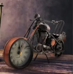 新品未使用品　おしゃれな金属製のバイク置時計　　職人によるハンドメイド