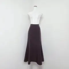 グレイル マキシ丈スカート ブラウン系 フレア バックゴム 無地 キレイめ【S】
