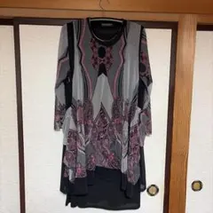 FASHION MESSAGE ペイズリー柄 チュニック 五分袖