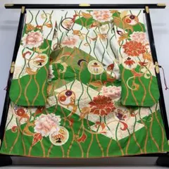 振袖 アンティーク調 蝶々 金駒刺繍 牡丹 緑 袴 成人式 花 NK-1148のサムネイル