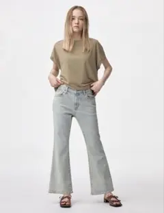 丈短め　スリムフレアジーンズ 62 BLUE WOMEN S