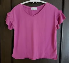 ROPE PICNIC フリル袖 VネックＴシャツ M　ピンク