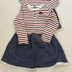 DOUBLE ストライプ長袖ワンピース　110.130セット