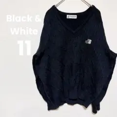 １点もの✨️Black & White 【11】Vネックニットベスト ブラックのサムネイル