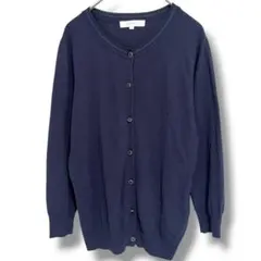 grove グローブ カーディガン M ネイビー ラメライン クルーネック 上品