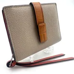 ロエベ アナグラム コンパクト ジップウォレット グレージュ ピンク 折り財布