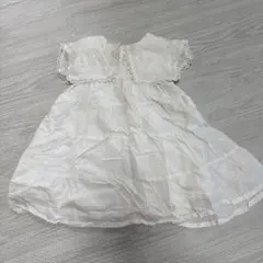 petit main ホワイトコットンフリルワンピース　90