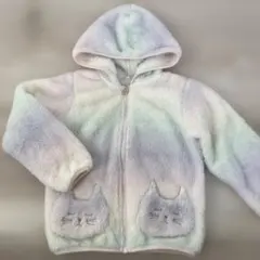 美品★モコモコ　アウター　レインボー　猫　120cm