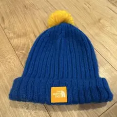 THE NORTH FACE 青いニット帽 ポンポン付き