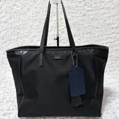 美品✨A.D.M.J トートバッグ　ブラック　キャンバス×レザー　ビジネス　A4のサムネイル