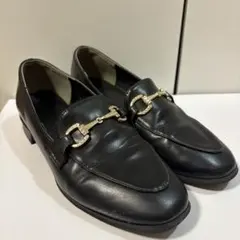 ブラックレザー ローファー ゴールド金具