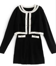 【美品】GRL配色カーディガンメミニワンピースニットセットアップ［ac2315]