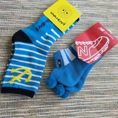 新品　タグ付き　青 　ストライプ　 アンクル　ボンボン　ゴルフ　23～25サイズ