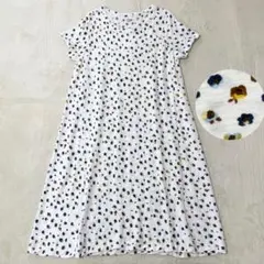 【訳あり】フォーティーファイブアール　ロングワンピース　Aライン　刺繍　洗えるのサムネイル