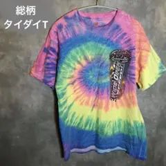 US 古着　Hanes WIDE OPEN SPEED タイダイ柄 Tシャツ
