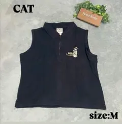 【CAT】ジッパー付きポロシャツ ゴルフウェア（M）黒