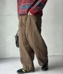 【新品】ダックダブルニーパンツ　ブラウン コットン製