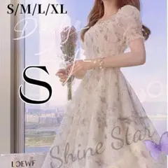 花柄 エレガント シフォン ドレス 春 夏 S 新品未使用 ロリータ地雷ゴスロリ